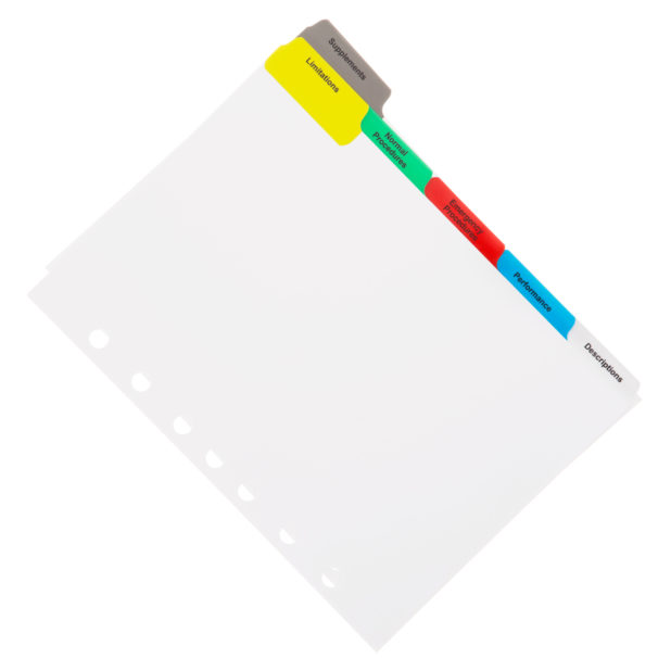 7 Hole Divider Tab Set - 6 Tabs